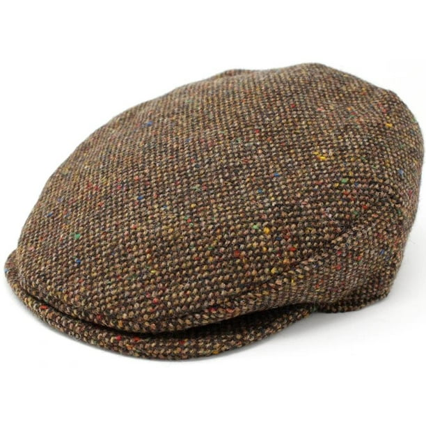 New Mens Authentic Tweed Flat Cap Country Wool Shooting Hat Teflon Coated Peaked